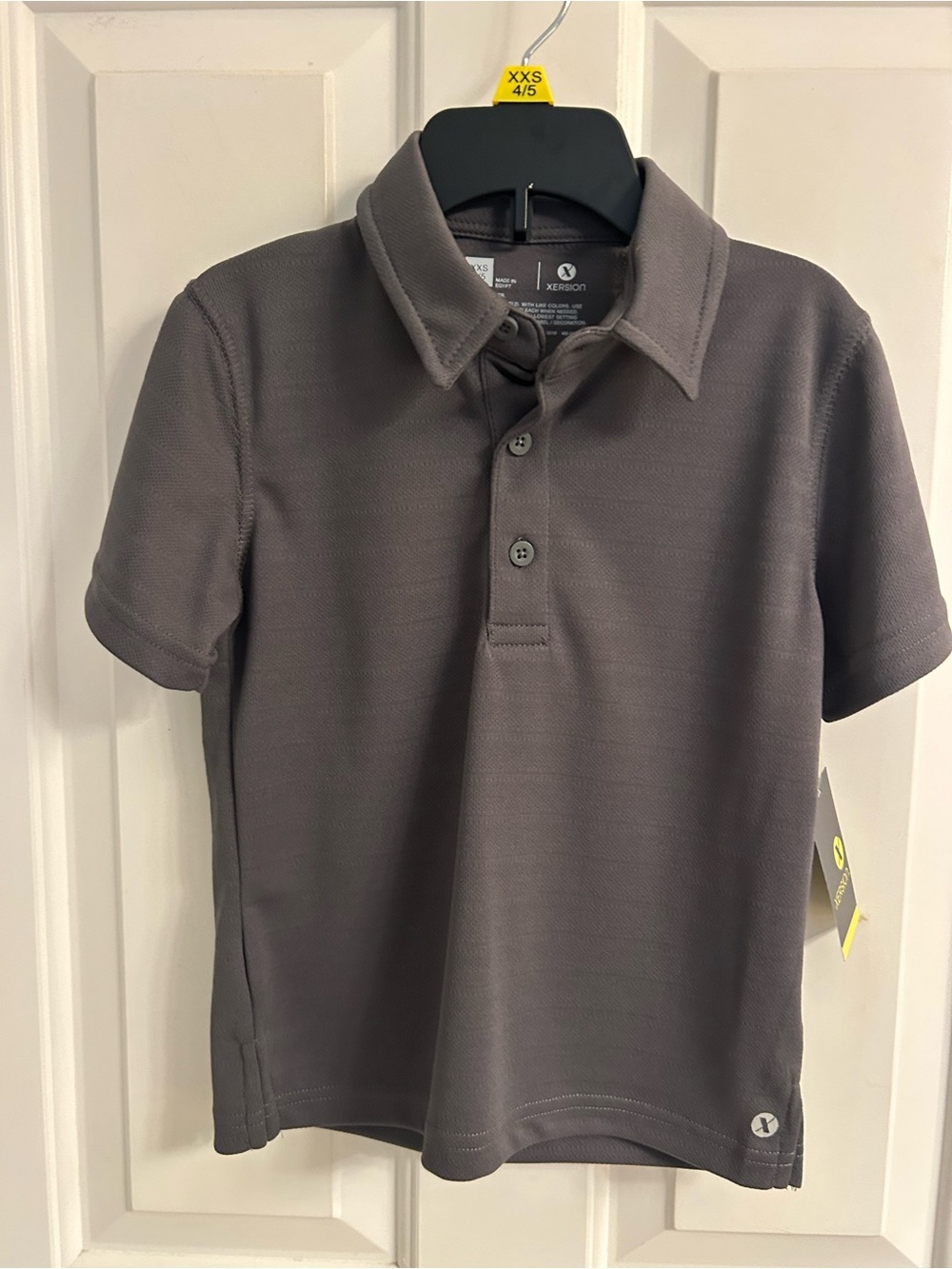 NWT- Xersion Boys' Dark Gray Short-Sleeve Polo